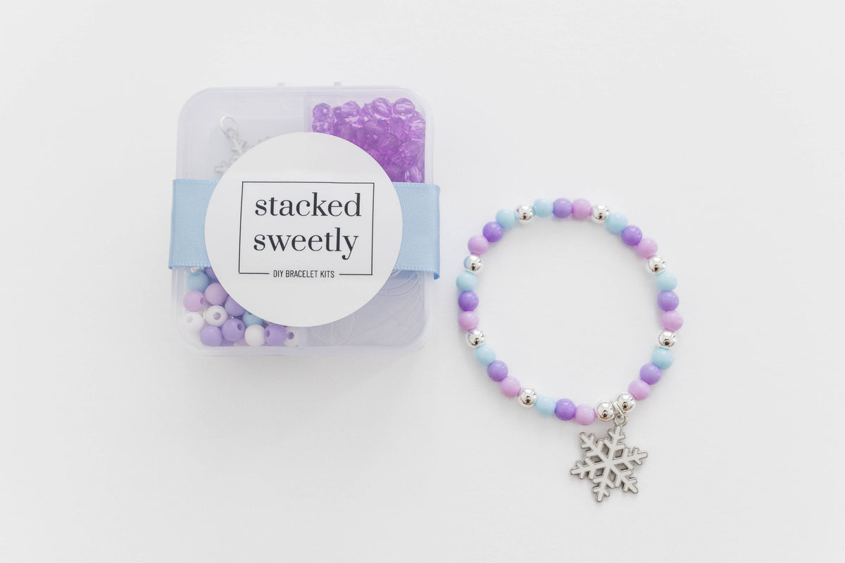 Winter Craft, DIY Bracelet Kit, Stocking Stuffer, Snowflake
