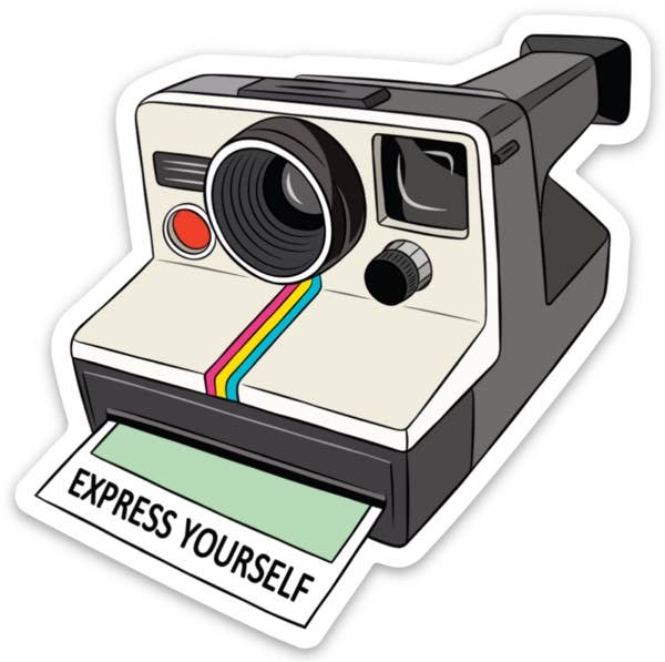 Express Yourself Polaroid Camera Sticker - Main Image