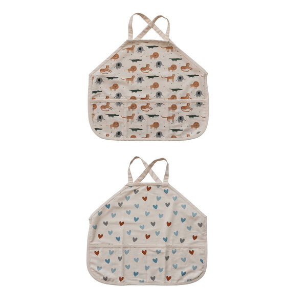 Cotton Cross Back Printed Child Apron with 3 Pockets, 2 Styles