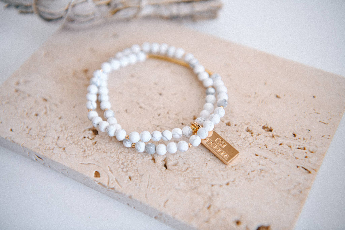 Genuine Gemstone and Gold Double Wrap Bracelet