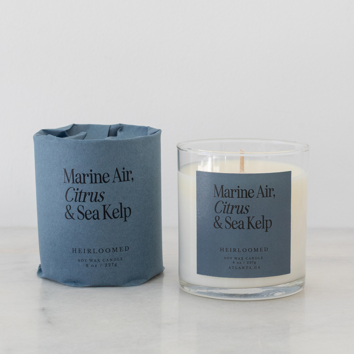 Heirloomed Candle - Marine Air, Citrus, Sea Kelp - 8 oz Soy
