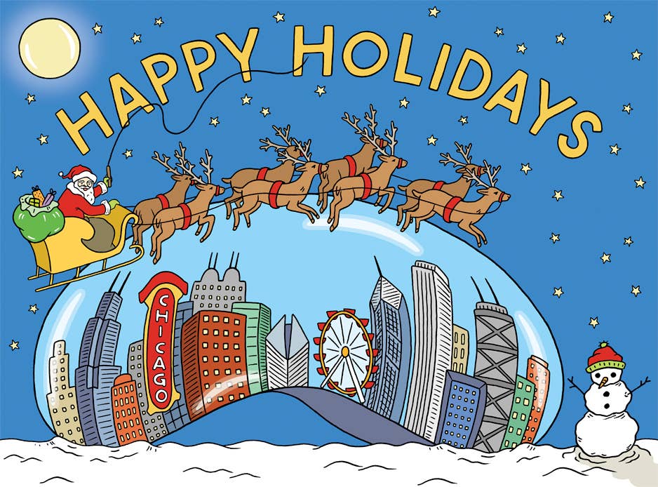 Chicago Bean Happy Holidays Christmas Card