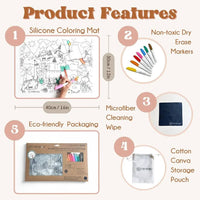 Silicone Reusable Coloring Mat & Markers Set