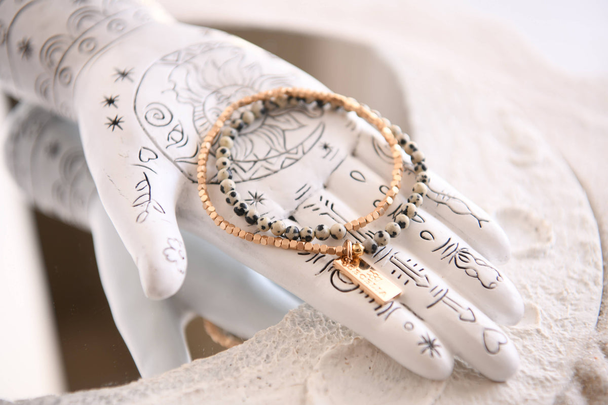 Gemstone Wrap Bracelet with Faceted Gold Beads