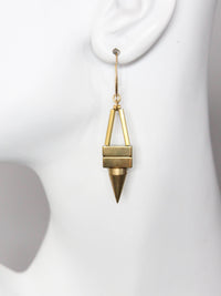 Geometric hematite and brass spike earrings