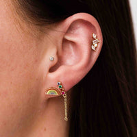 Cloud and Rainbow Enamel Stud Earrings