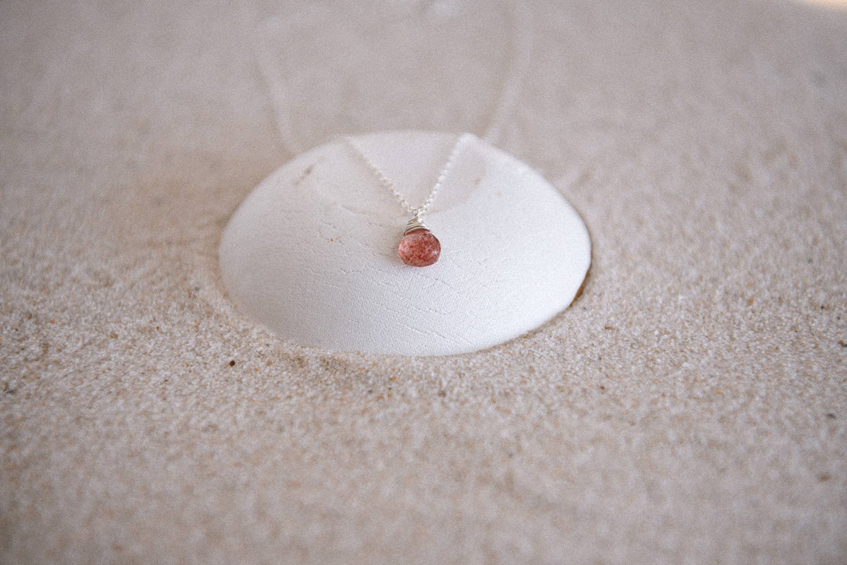 Gemstone Teardrop Pendant Necklace in Silver