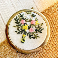 Floral Embroidered Compact Mirror, Brooklyn Collection