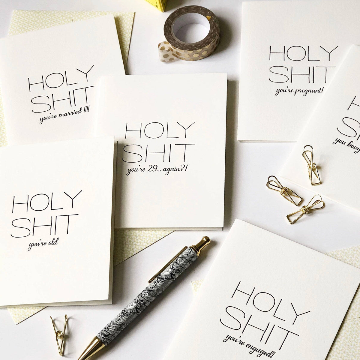 Holy Shit Married - Letterpress Wedding Congrats Card