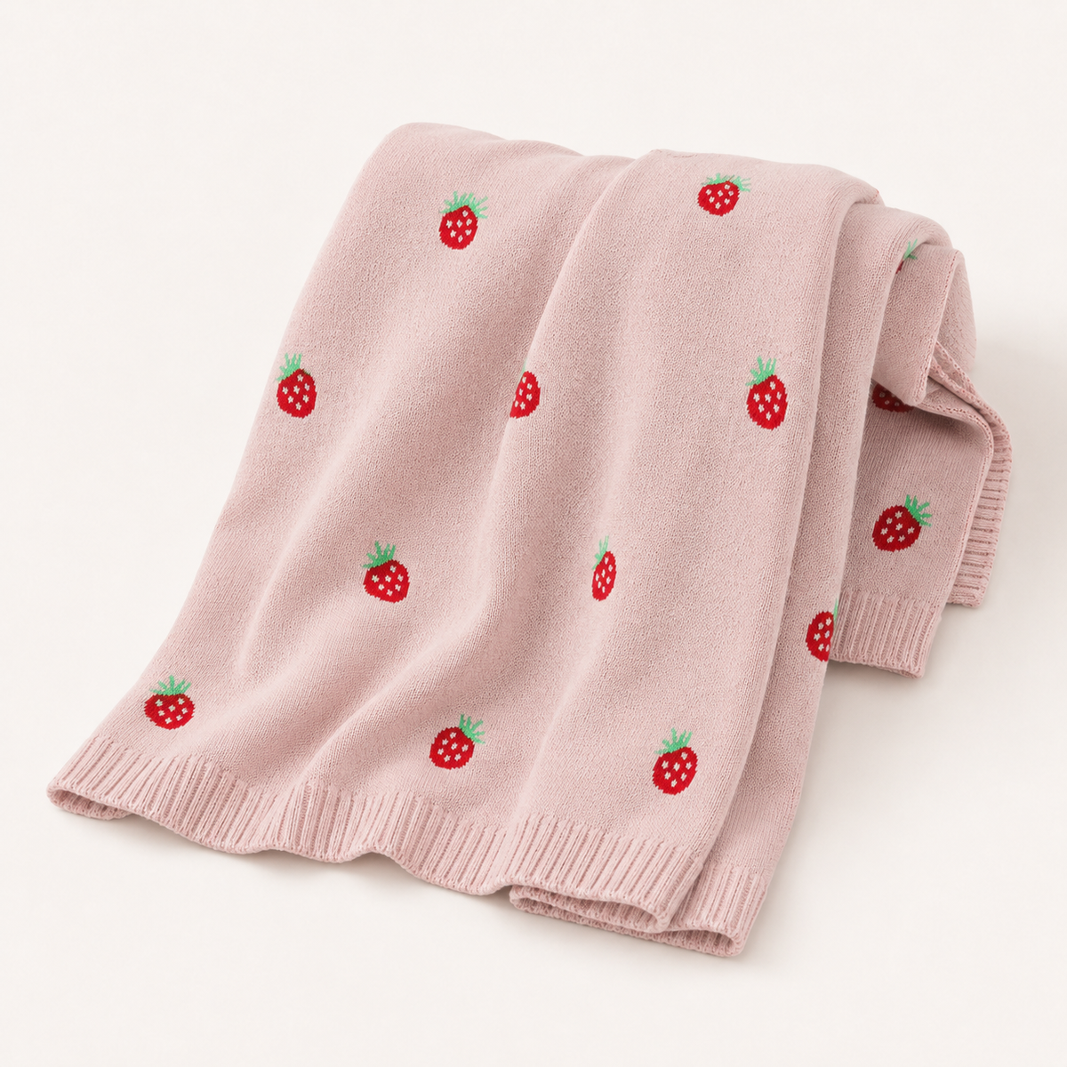 Strawberry - Organic Cotton Jacquard Baby Blanket