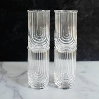 Art Deco Highball Ribbed Wave Glasses