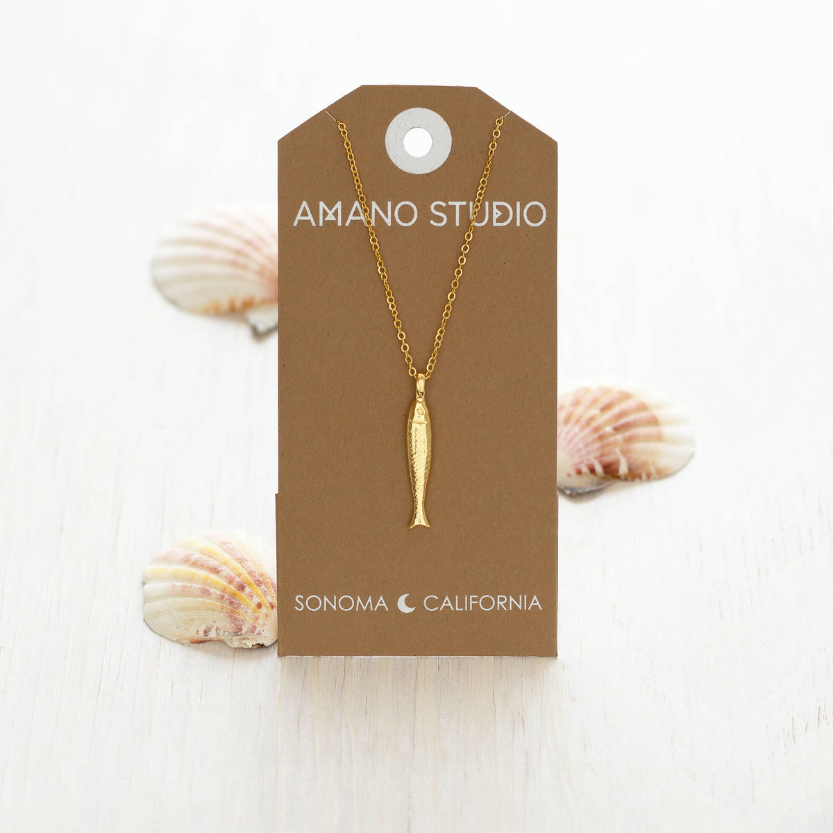Gold Tinned Fish Necklace