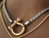 Carabiner Charm-Wheat Chain Stainless Necklace