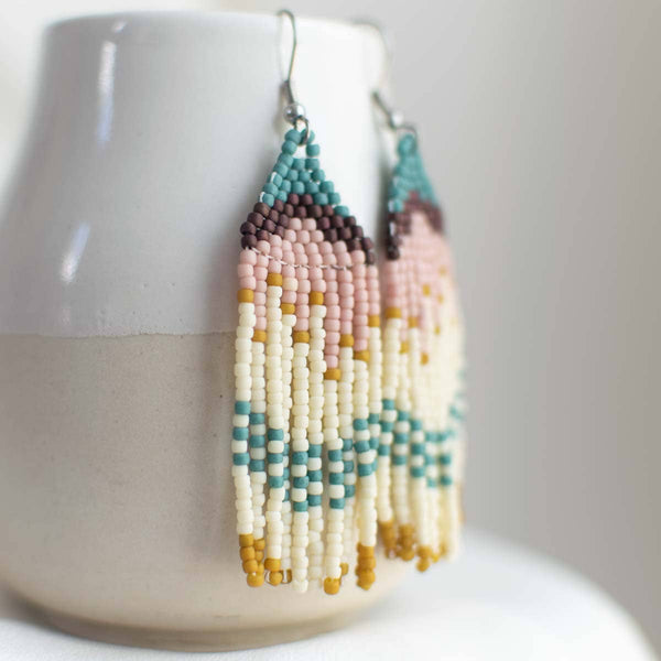 Beaded Fringe Earrings in Fuente