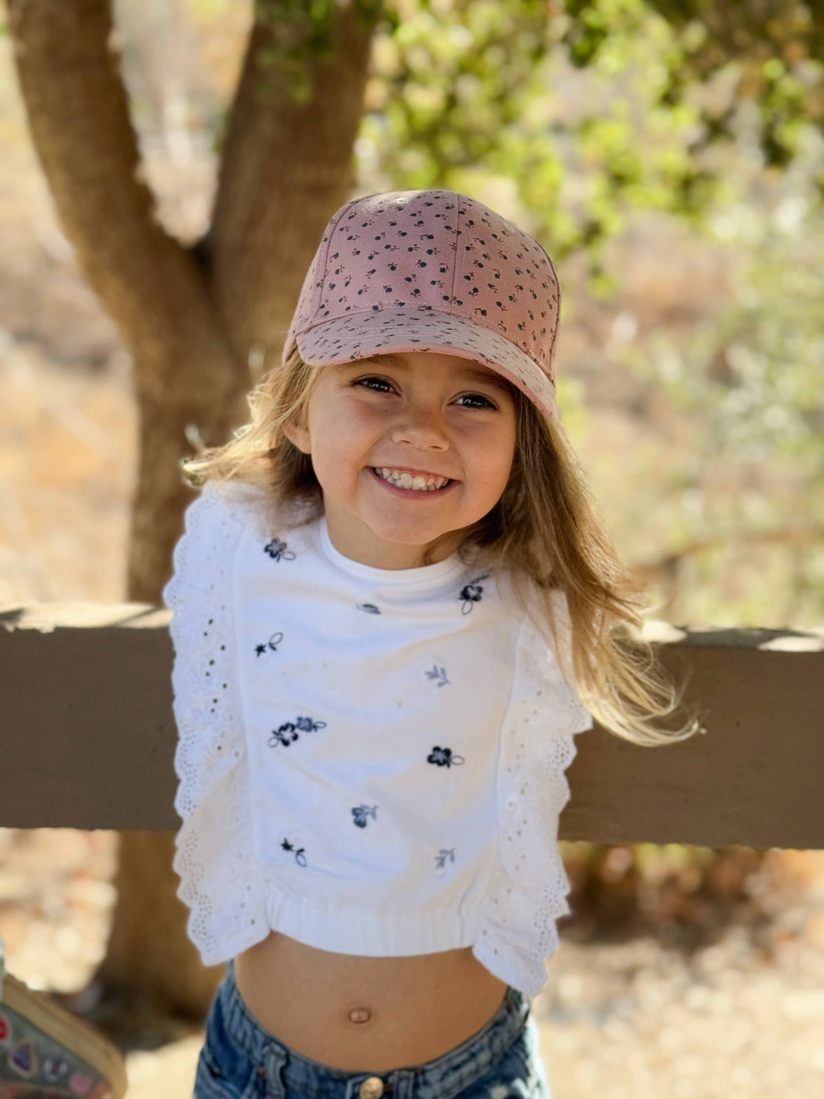 Kids Baseball Hat- Ditsy Floral- Mauve (2-6/7Y)
