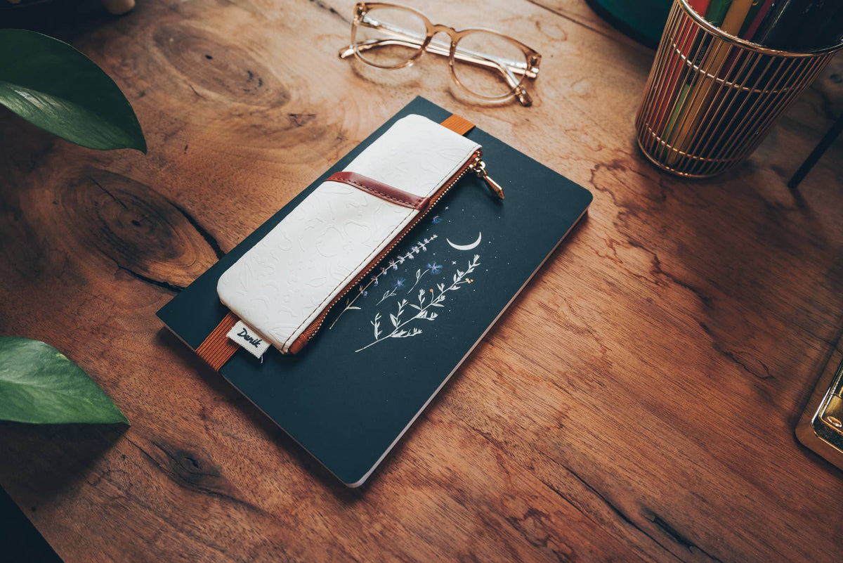 Golden Hour white Embossed Notebook Pouch
