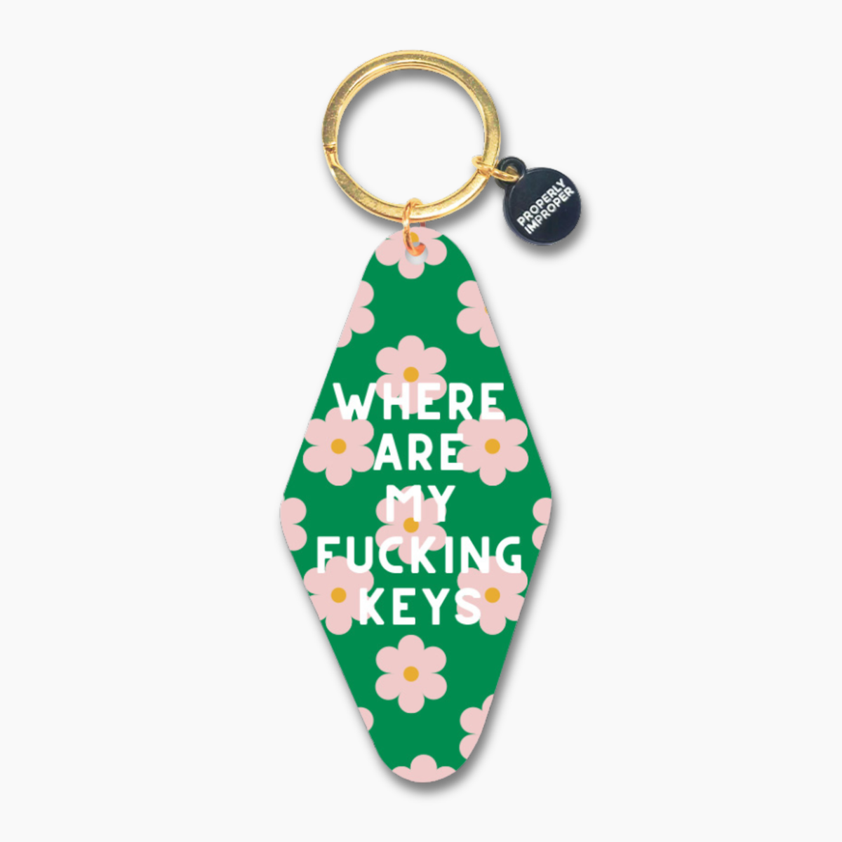 Where Are My F*cking Keys Keychain - Green Floral