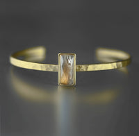 Thin Brass Cuff w/ Semi Precious Gemstone
