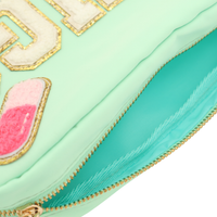 Drugs and Pill With Chenille Patches Teal Pouch