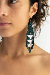 Beaded Fringe Earrings in Jade