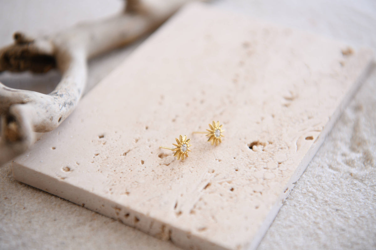 Gatsby Gold Plated Stud Moon Earring