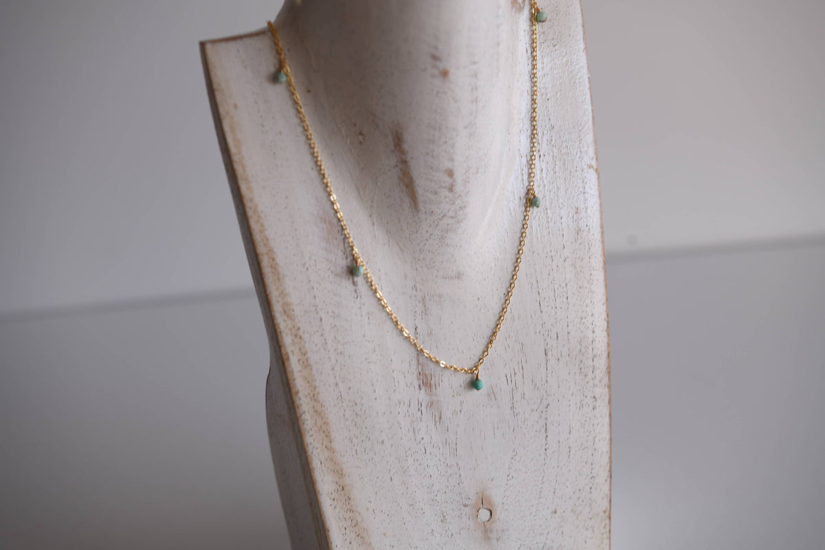 Whimsical Boho Gold Necklaces with Natural Stone Accents