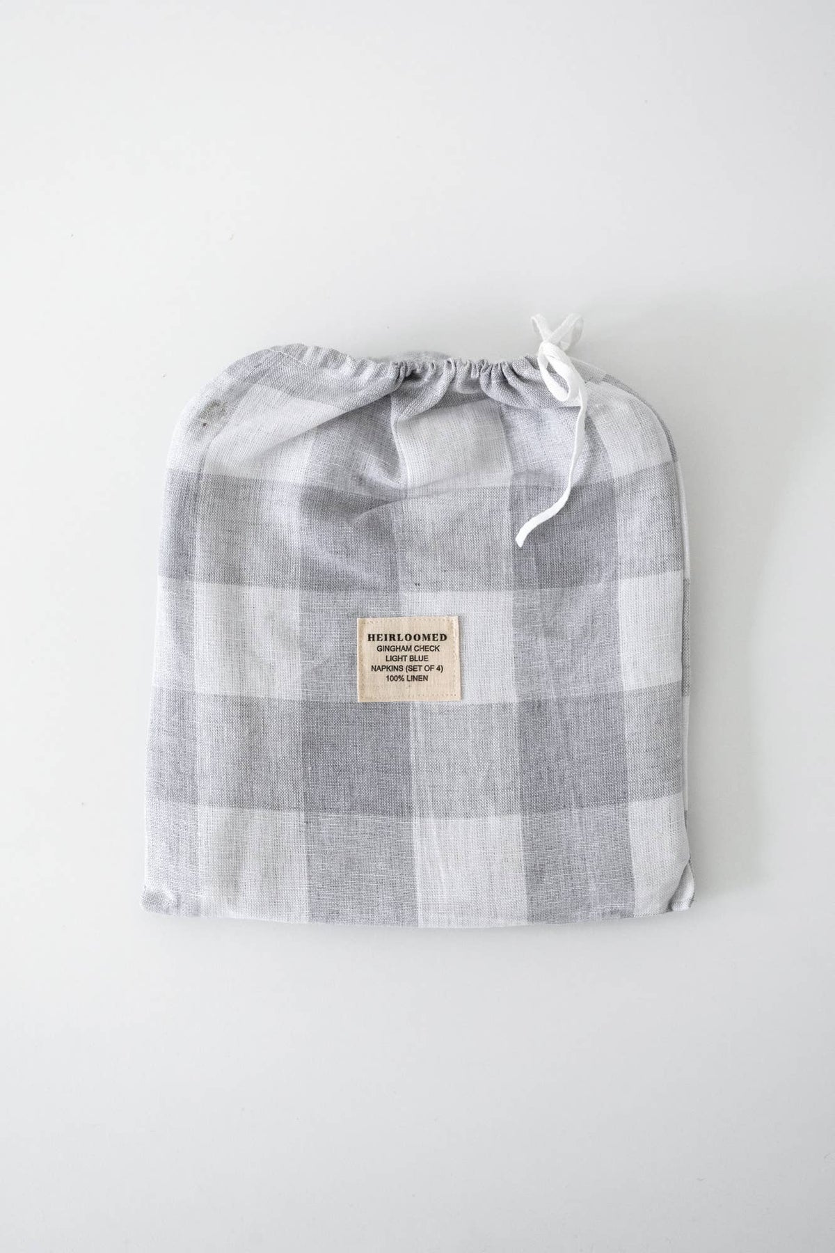 Linen Dinner Napkin Light Blue Gingham - Set of 4