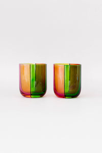 Colorblock Low Ball Glasses - Set of 2