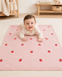 Strawberry - Organic Cotton Jacquard Baby Blanket