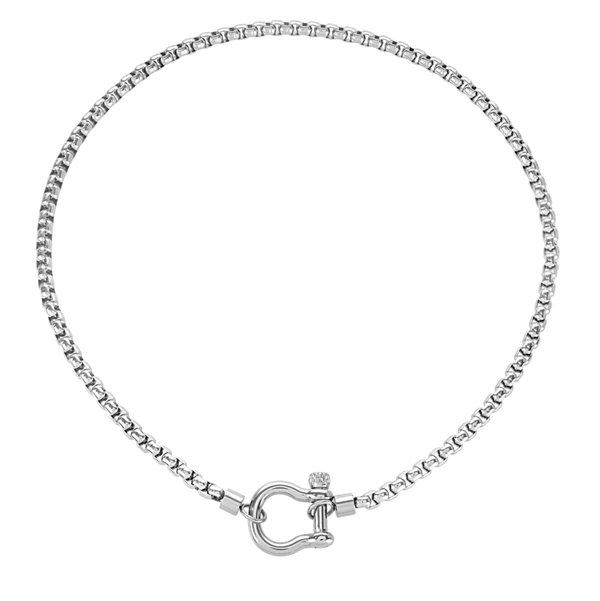 Carabiner Charm-Wheat Chain Stainless Necklace