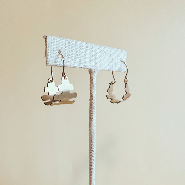 Comb Earrings - Brass Dangle gold fill hook earrings