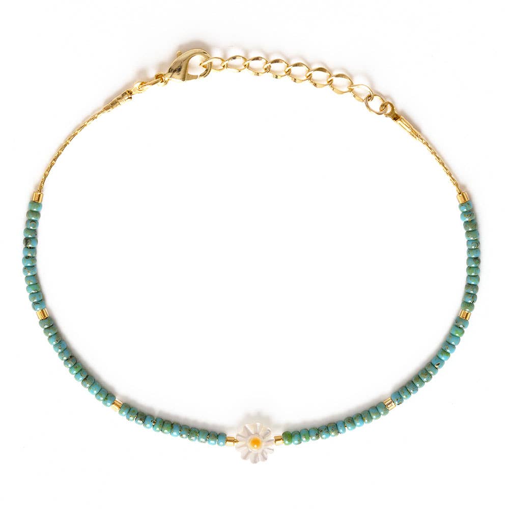Daisy and Japanese Bead Friendship Bracelet