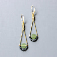 Olivine Glass Geometric Dangle Earrings