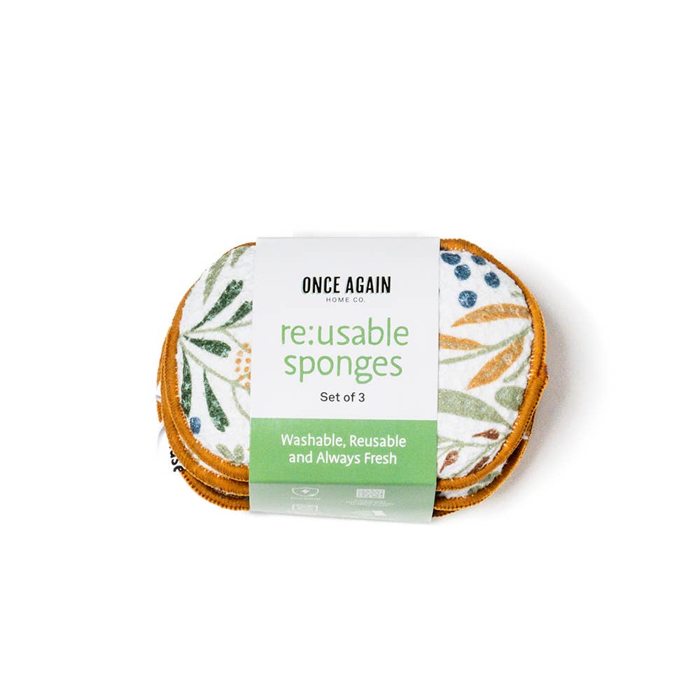 RE:Usable Sponge Set of 3 - Multi Leaf in Gold