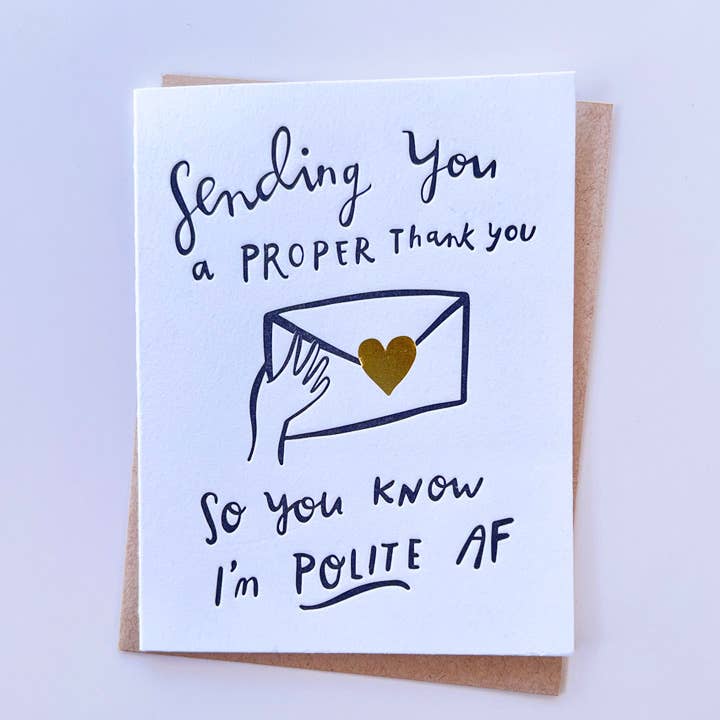 Polite AF Gold Foil Thank You Card