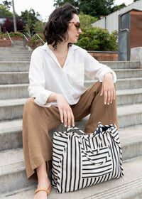 The Easy Tote - Tan Striped