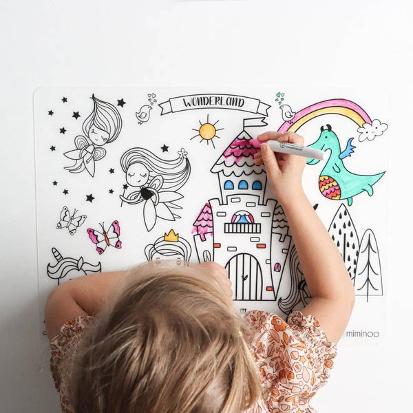 Silicone Reusable Coloring Mat & Markers Set - Wonderland