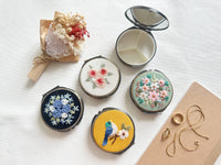 Floral Embroidered Round Jewelry Box - Large