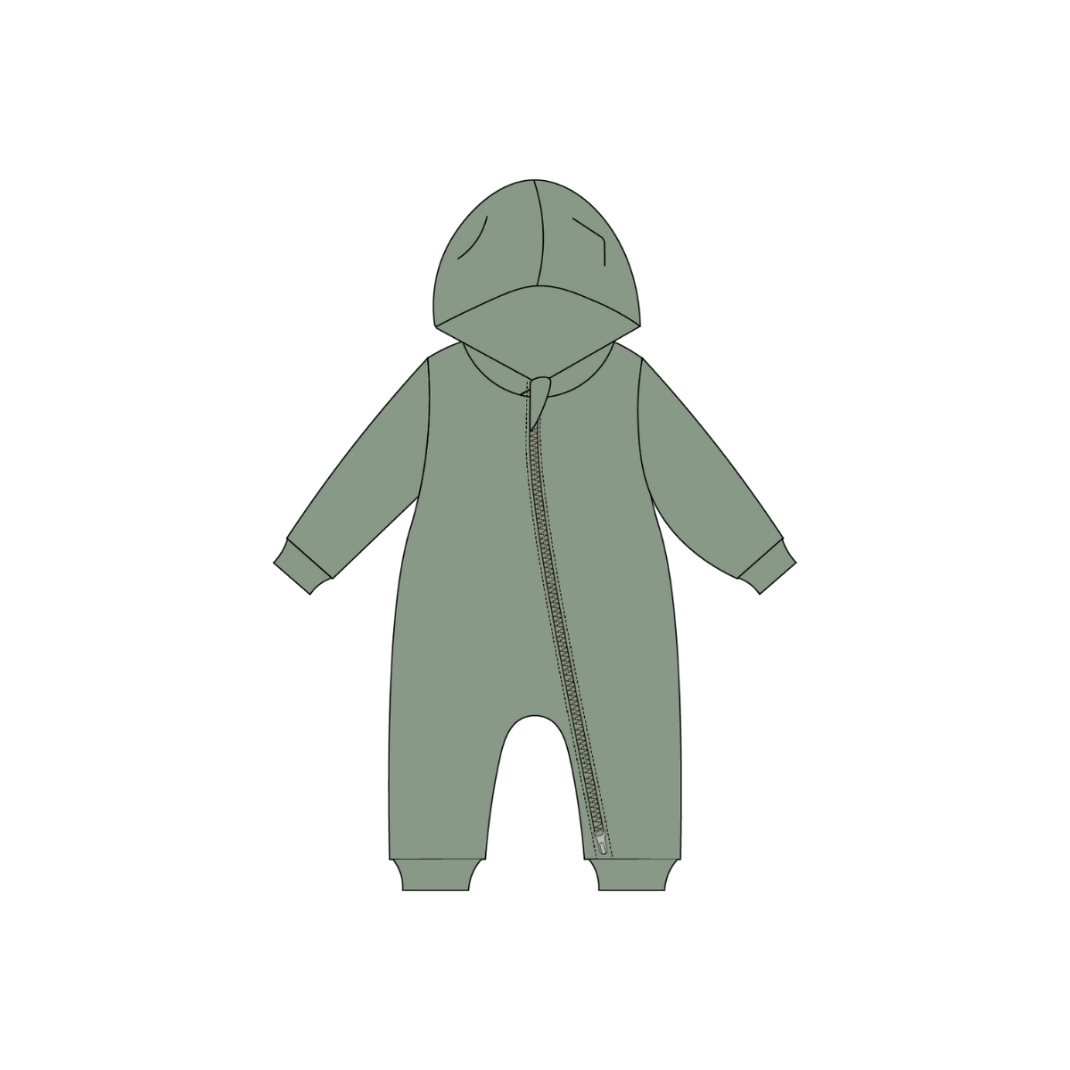 Hoodie Romper | Green Sage
