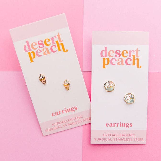 Rainbow Cupcake Stud Earrings