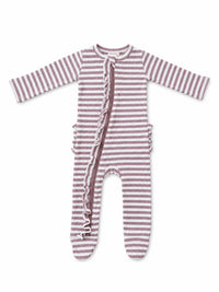 Violet Stripe / Ribbed Frill 2-Way Zip Footie