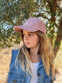 Kids Baseball Hat- Ditsy Floral- Mauve (2-6/7Y)