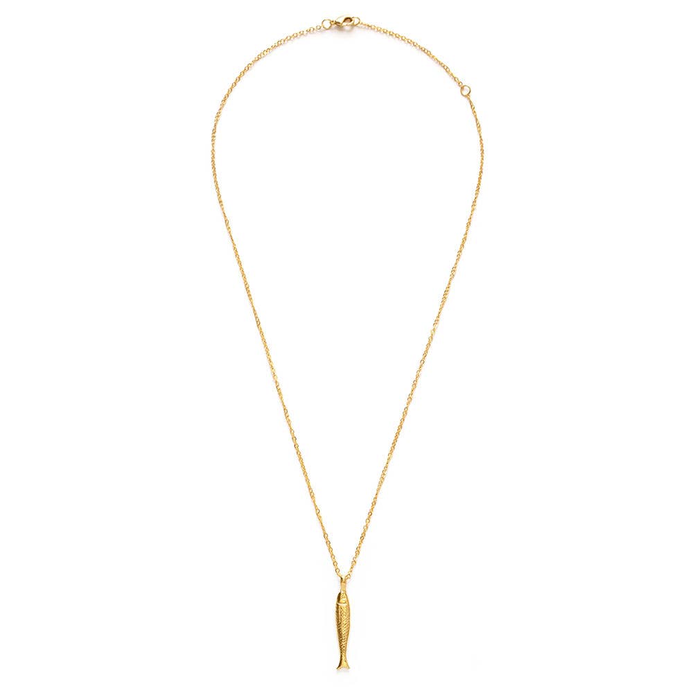 Gold Tinned Fish Necklace