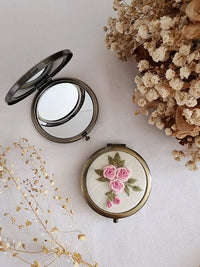 Floral Embroidered Compact Mirror