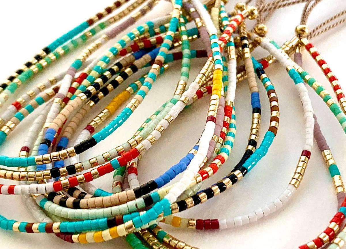 Beaded Bracelets w/ Sliding Clasp