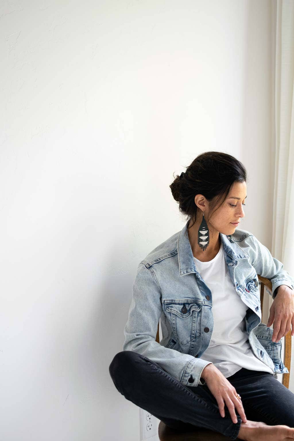 Beaded Fringe Earrings in Jade