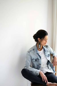 Beaded Fringe Earrings in Jade