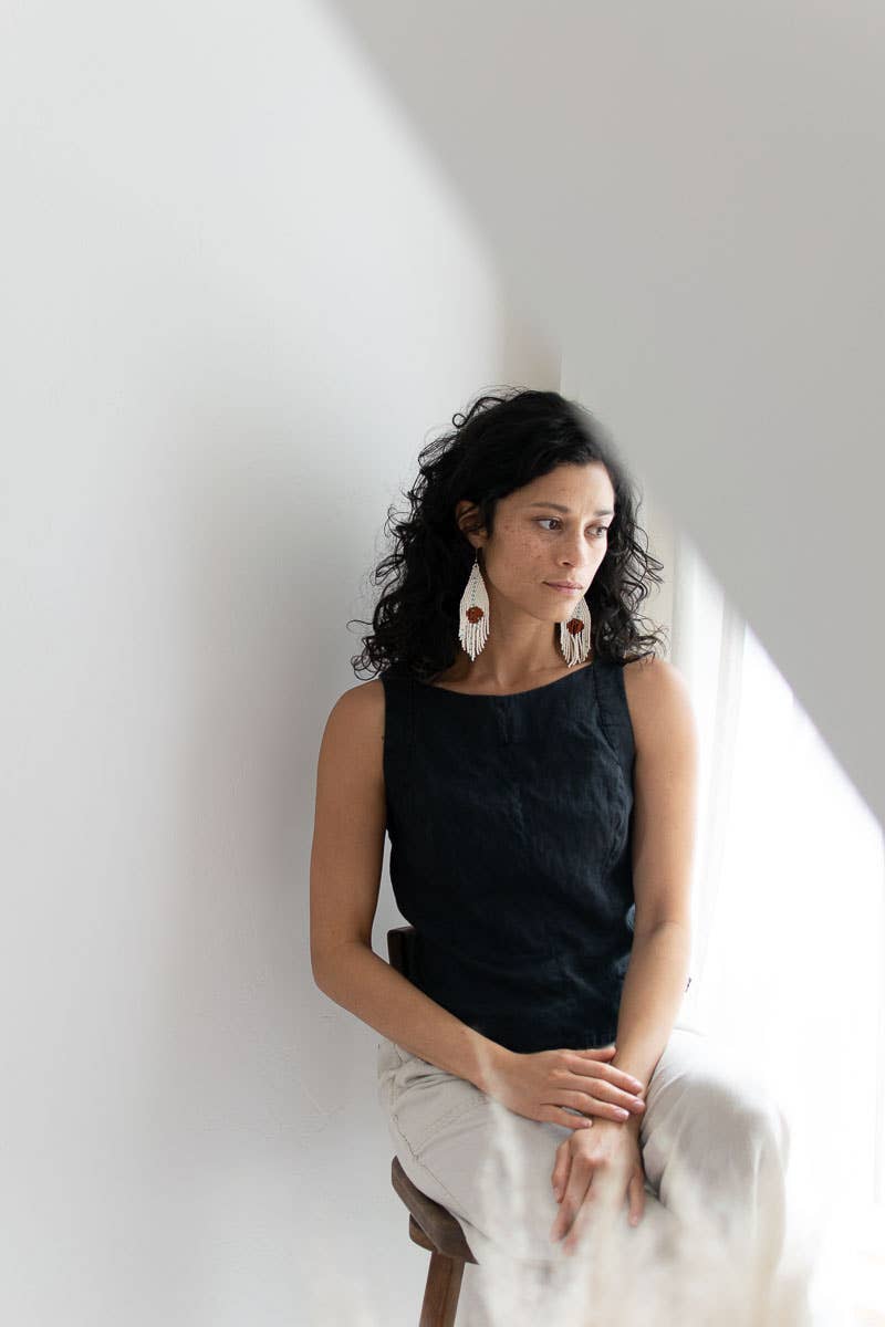 Beaded Fringe Earrings in Ocaso