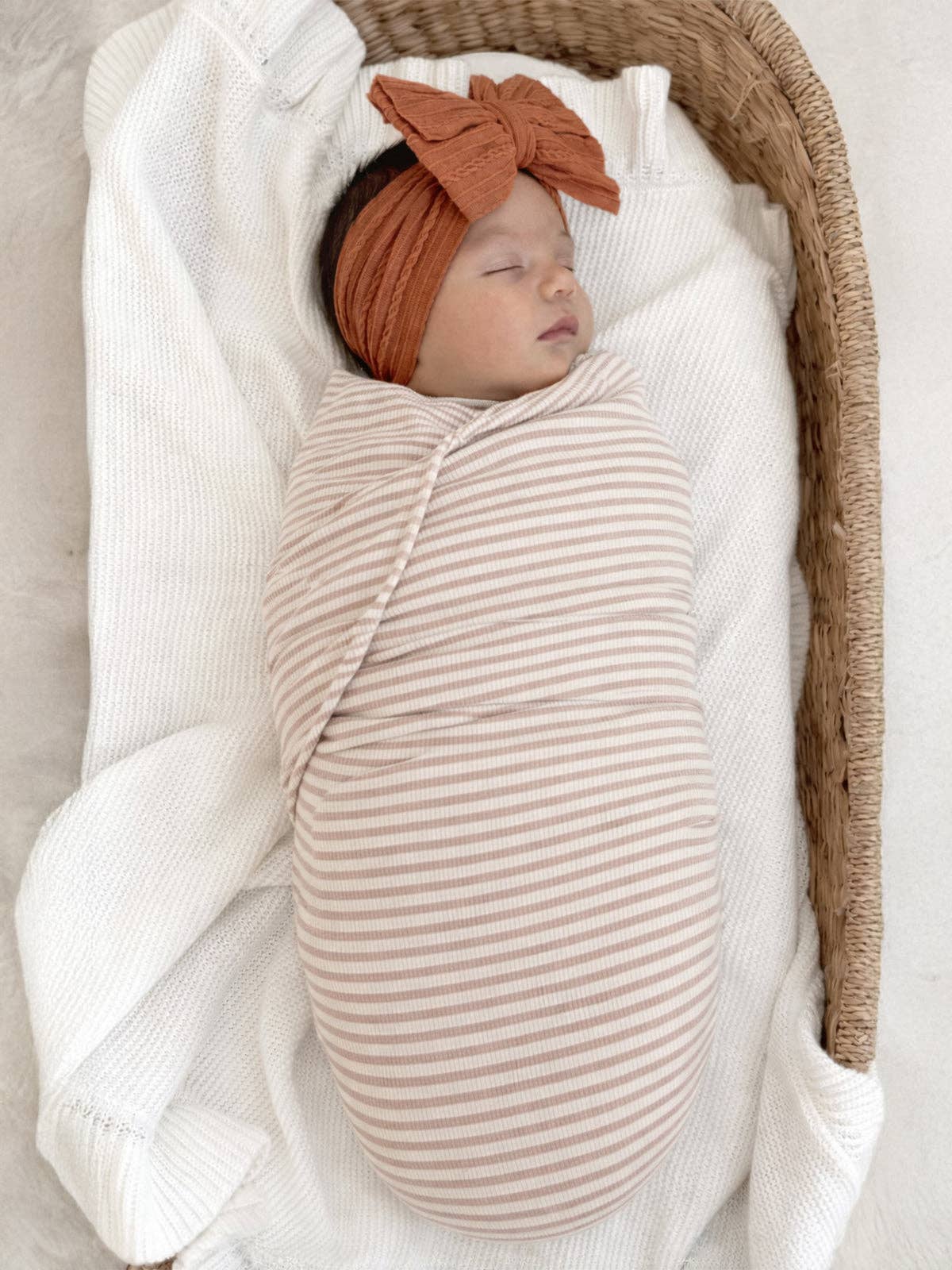 Tan Stripe / Ribbed Swaddle