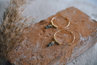 Estella Gemstone Rectangle Drop Gold Hoop